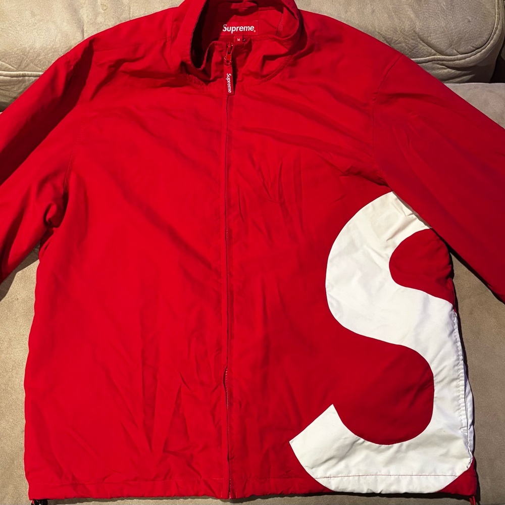 Supreme Bold Red Windbreaker with White S